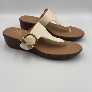 AEROSOLES Women's Tan and Cream Wedge Sandals Size 9.5women’s New No Box